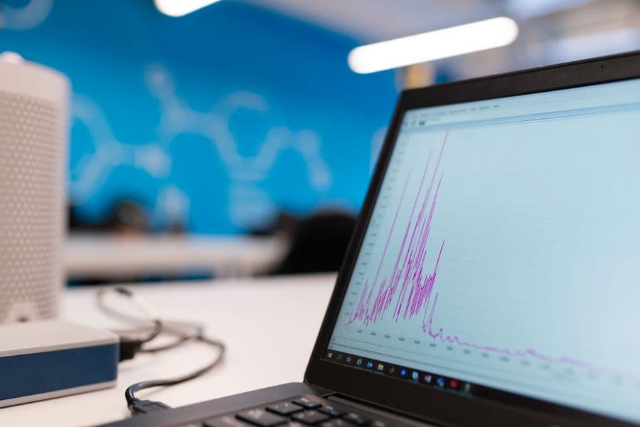 Analytics chart on a laptop screen